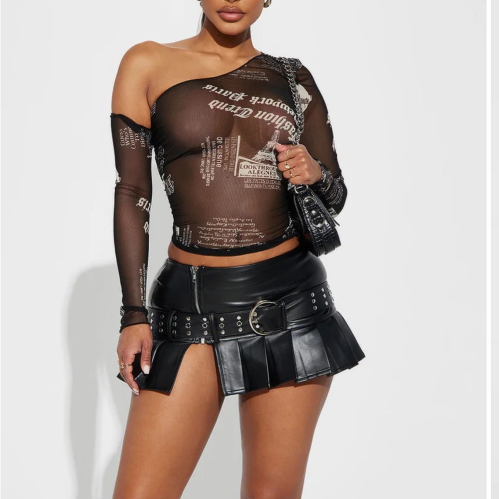 Faux leather micro pleated mini skirt XS